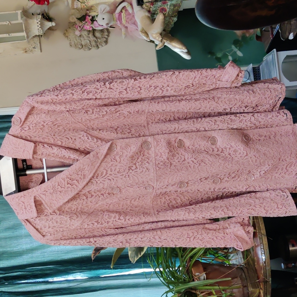 Torrid Dusty Rose Soft Lace Lined Trench Style Jacket Size 1